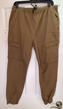 Mecca Cargo Pants Mens Size Large Baggy Pull On Drawstring Joggers Skater Tan
